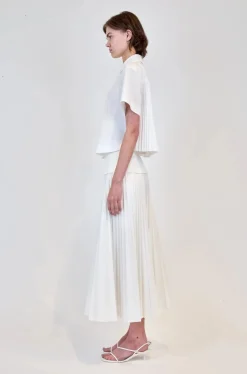 Bernie Short Sleeve Pleated Shirt White