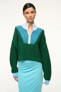 Cropped Hampton Sweater Jungle/Sky/Ivory