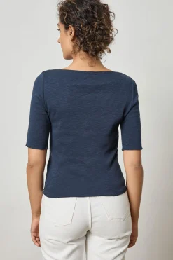 Elbow Sleeve Boatneck Navy