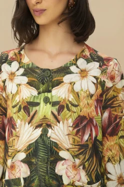 Knit Cardigan Botanical Forest