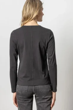 Rolled Edge V-Neck Tee Black