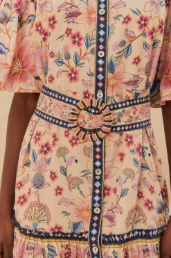 Superbloom Tapestry Puff Sleeve Mini Dress Cream