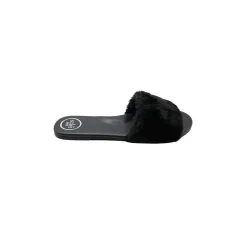 Ziela Fur-Strap Slide Black